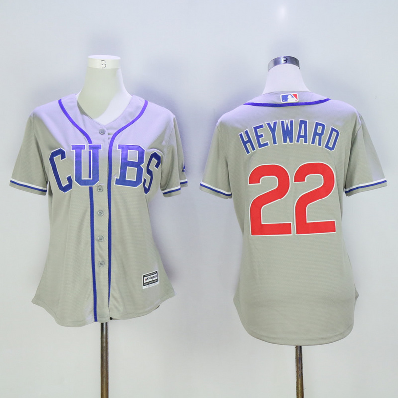 Women Chicago Cubs #22 Heyward Grey MLB Jerseys